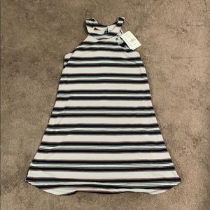 Blue and pink striped dress